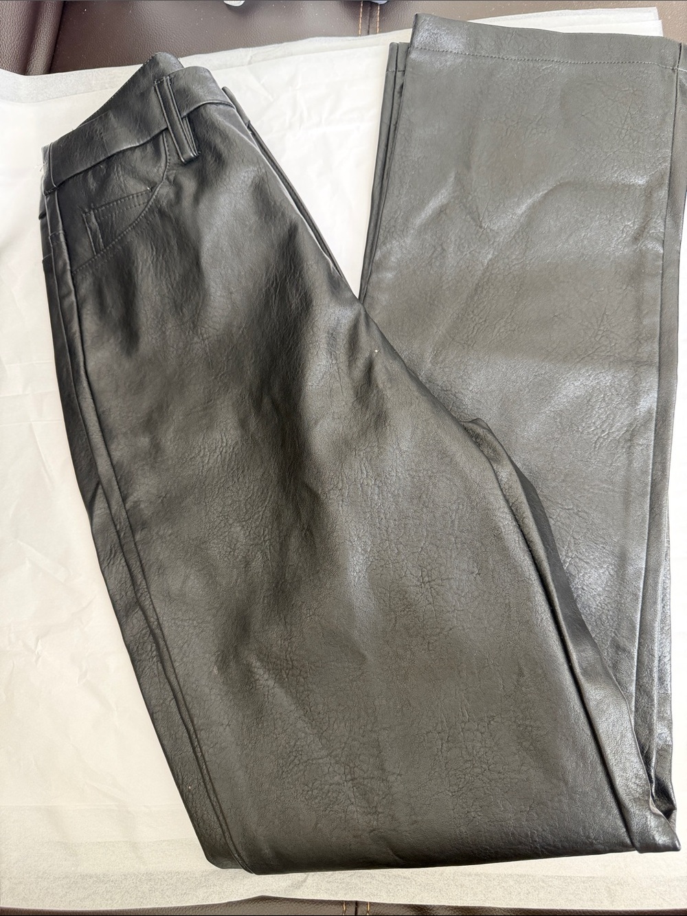 Women Black Faux Leather Pants – Classic Straight Fit